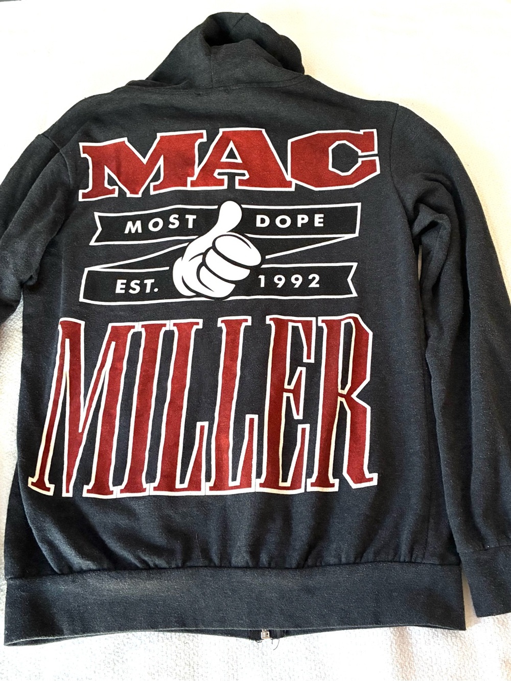 MAC Miller Grey Graphic Zip-Up Hoodie Size Small